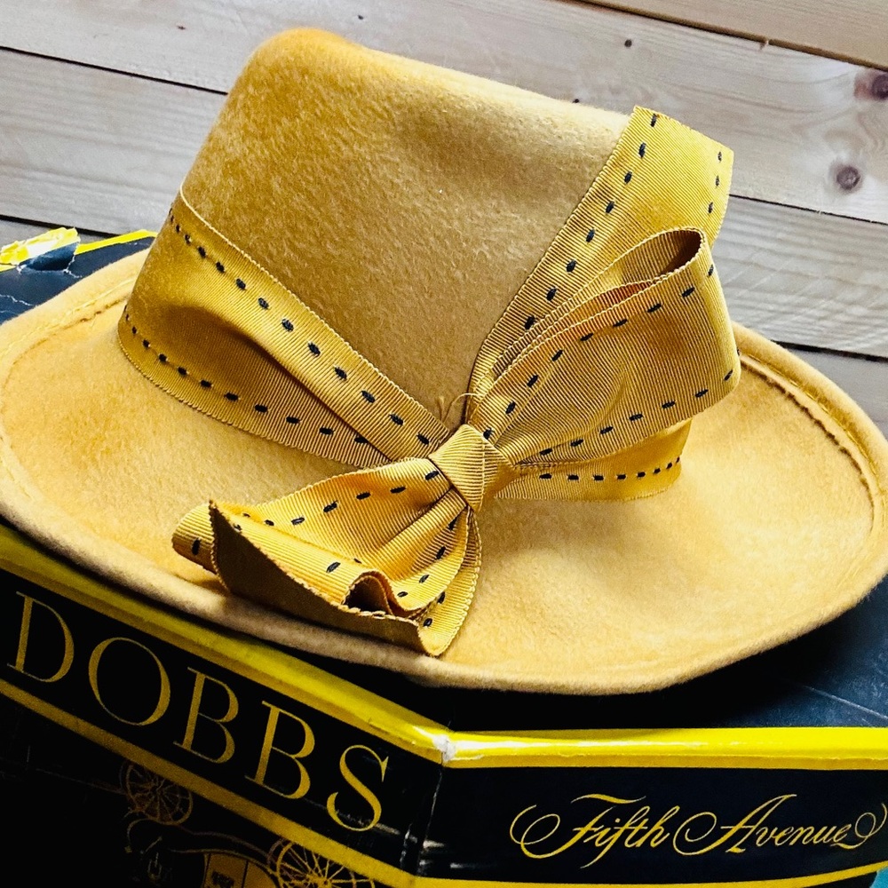 Yellow felt women’s fedora hat